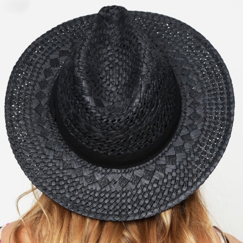 Black Woven Straw Hat